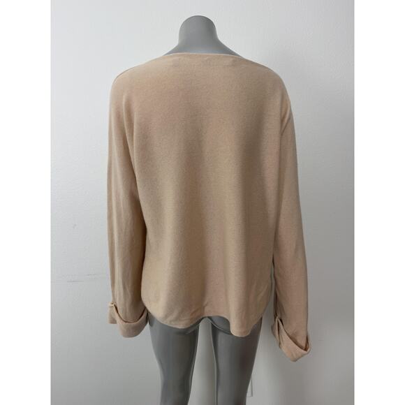 Vince Nude Blush Wool Cashmere Sweater Womens Large Relaxed Beige Boatneck - Picture 7 of 14